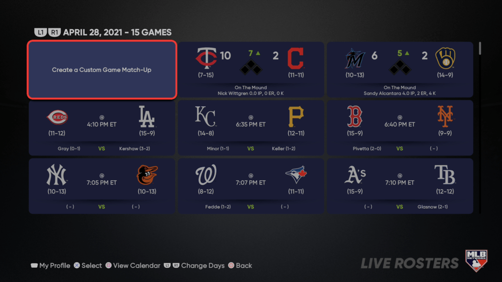 MLB The Show 21 - Rosters y partidos en tiempo real