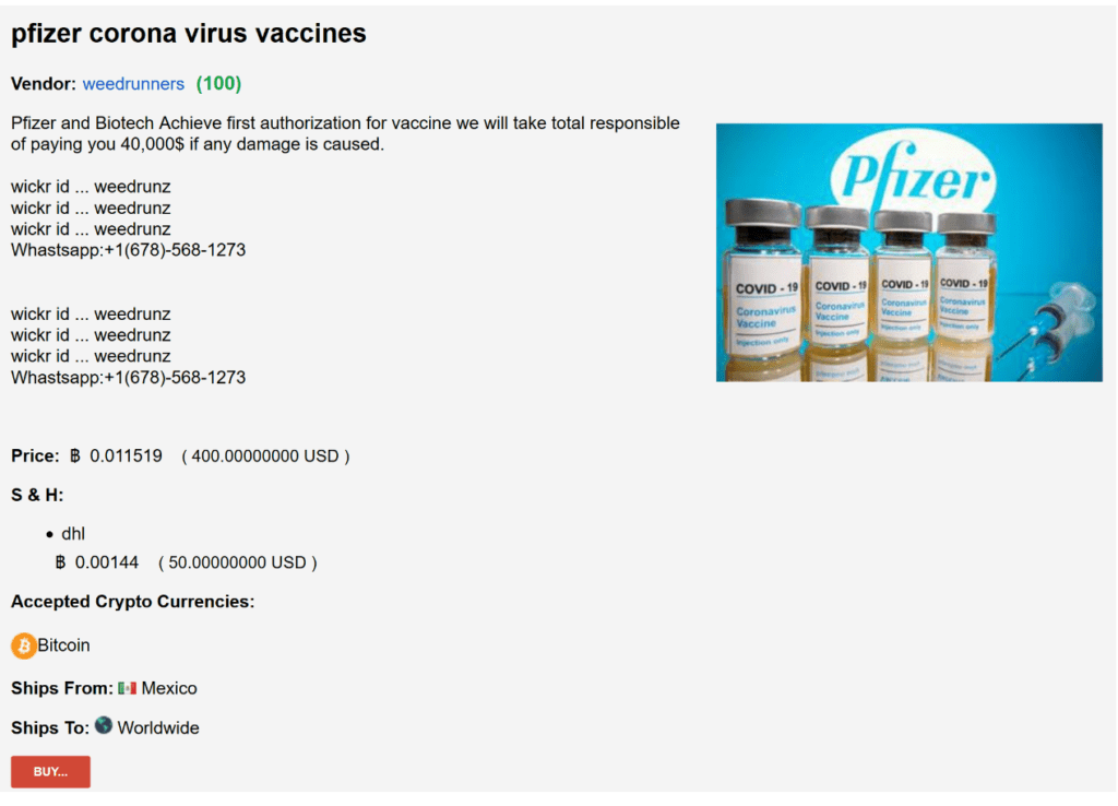 Vacunas falsas venta