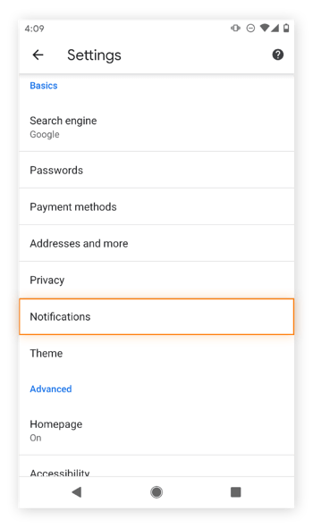 notificaciones de Chrome