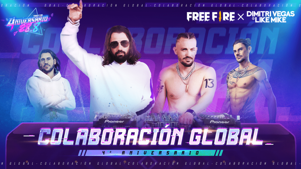 Dimitri Vegas & Like Mike cuarto 4° aniversario free fire