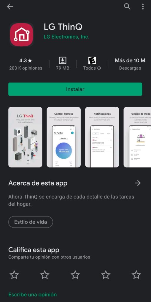 aplicación LG ThinQ