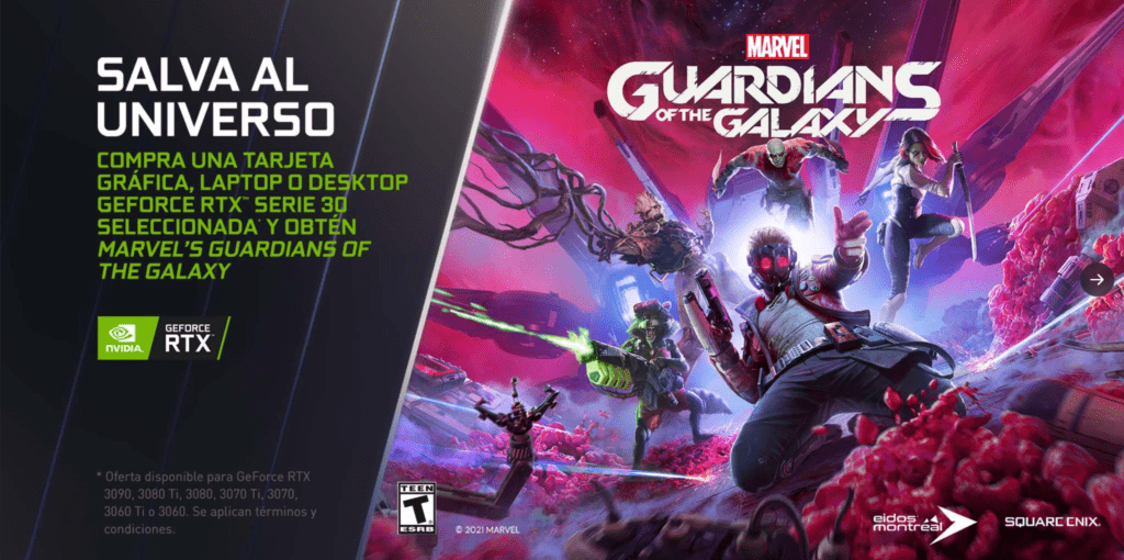 Marvel's Guardians gratis gracias a NVIDIA