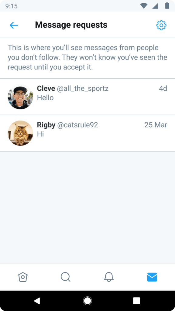 Twitter mensajes android