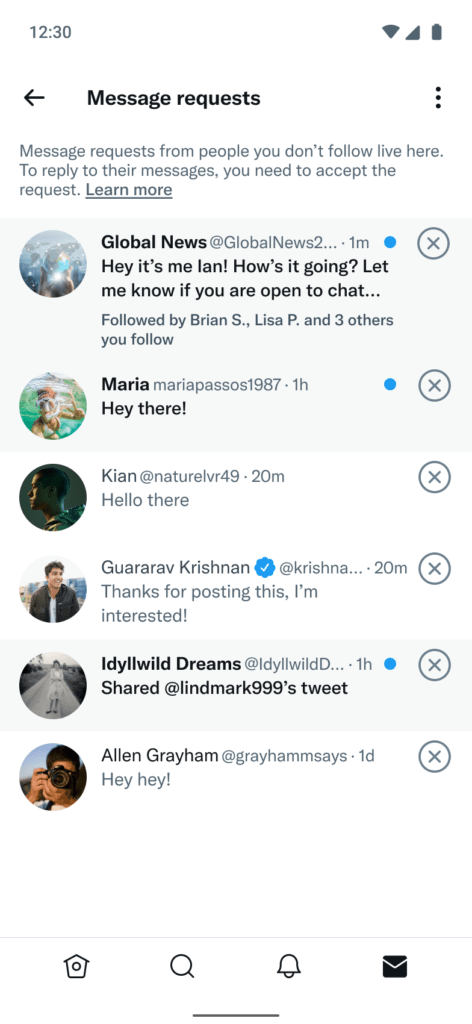 Twitter mensajes android