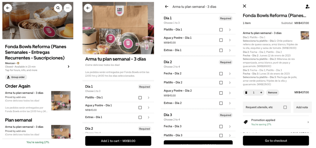 Uber Eats pedidos semanales