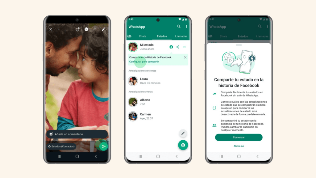 estados WhatsApp en Facebook