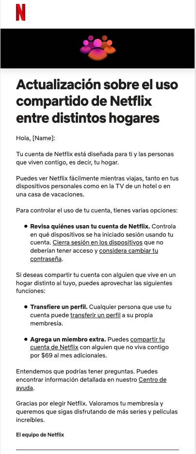 Netflix cuentas compartidas
