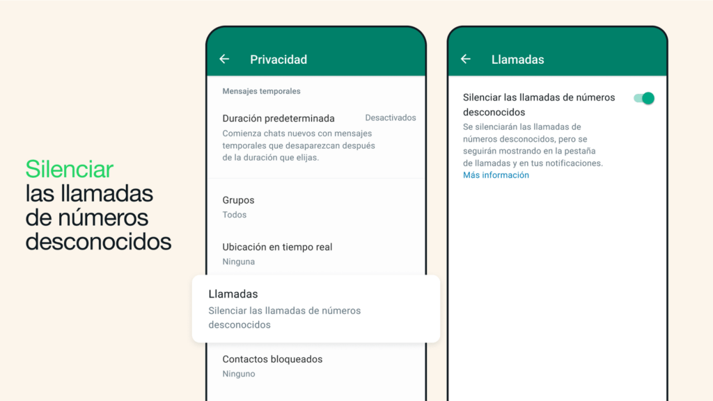 llamadas desconocidos WhatsApp