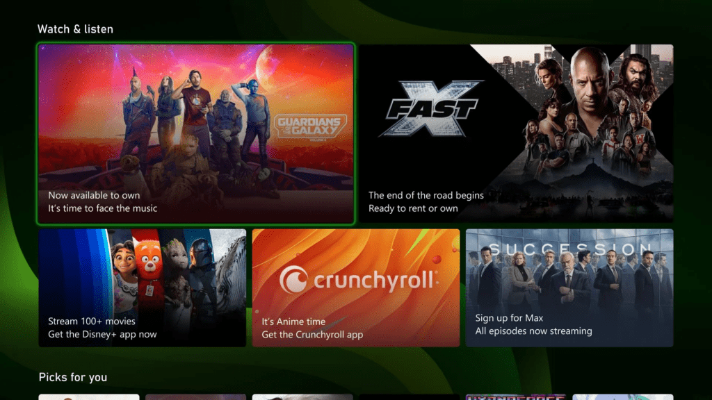 Pantalla inicio Xbox