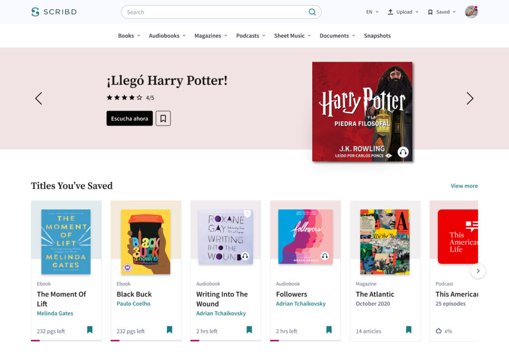 Scribd harry potter audiolibro