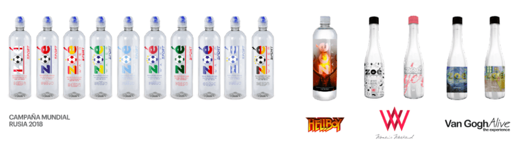 zoé water diseño etiquetas