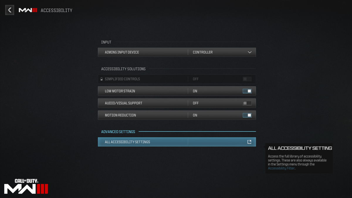 modern warfare iii accesibilidad