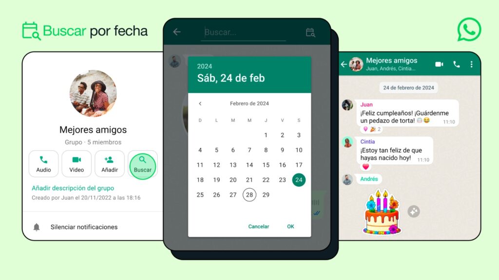 chats en WhatsApp por fecha