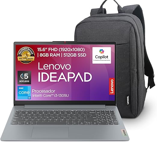 Lenovo Laptop + Mochila | IdeaPad Slim 3 -  laptops que complementan