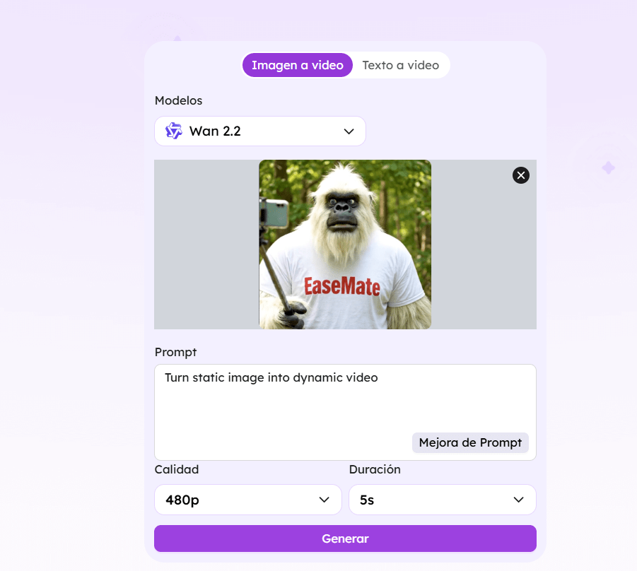 Generador de Vídeos Wan AI 